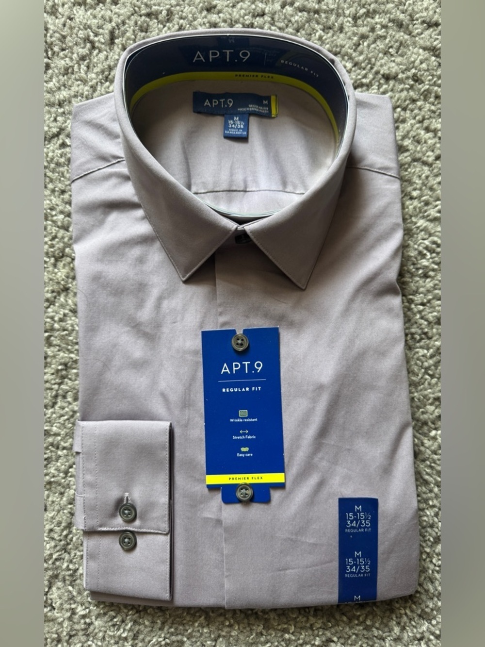 NWT-Apt. 9 Men's Regular Fit Light Purple/Lavender Dress Shirt-Medium